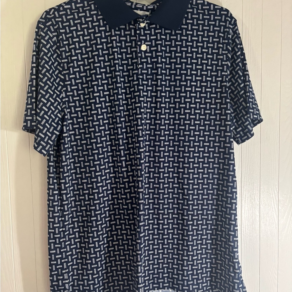 Goodfellow & Co Navy and White Geometric Polo Shirt Large NWT